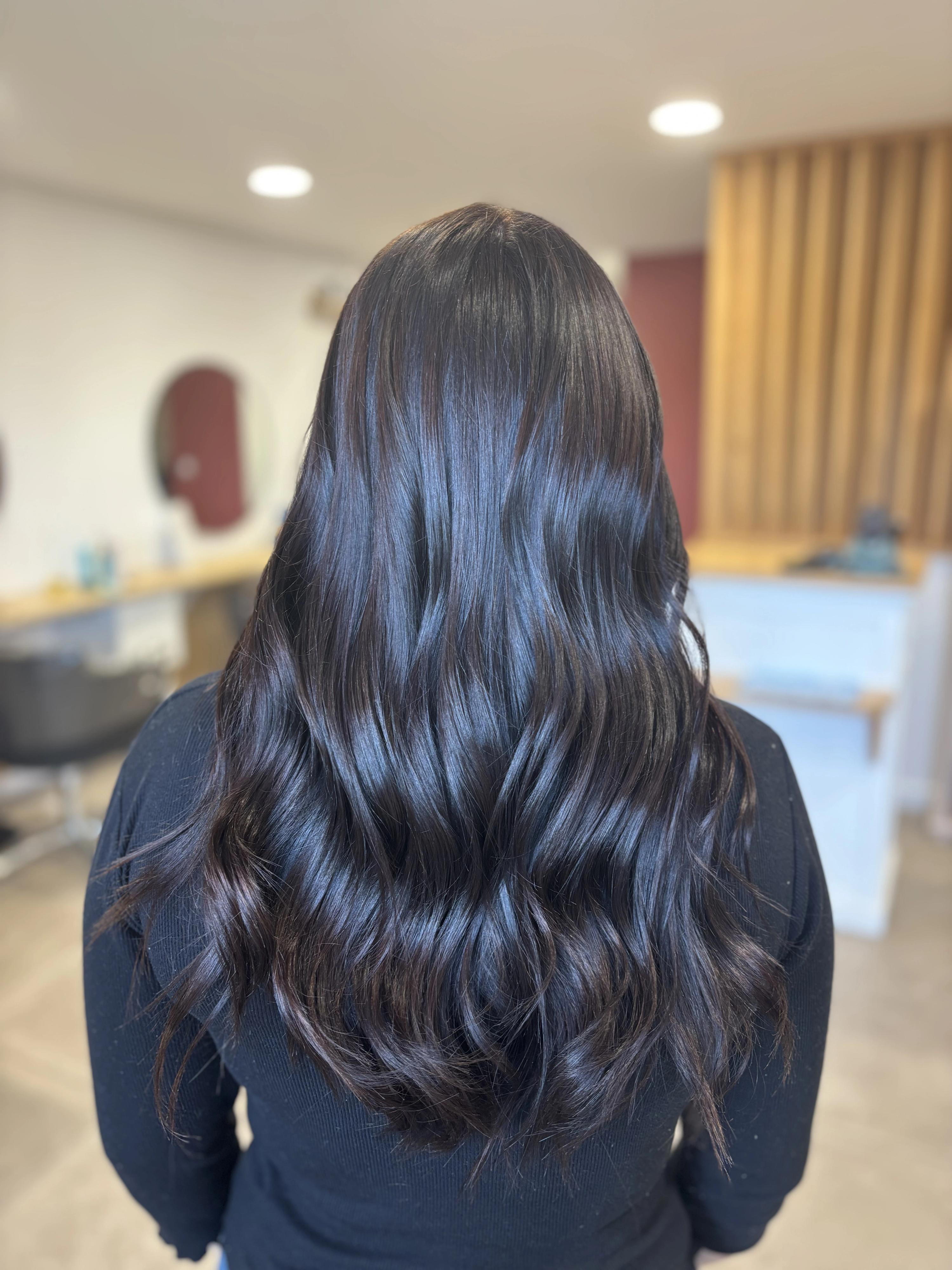 Coloration rousse intense cheveux longs